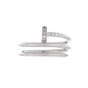 Pre-owned Cartier Juste un Clou Double Ring 18K White Gold and Diamonds Small by Rebag