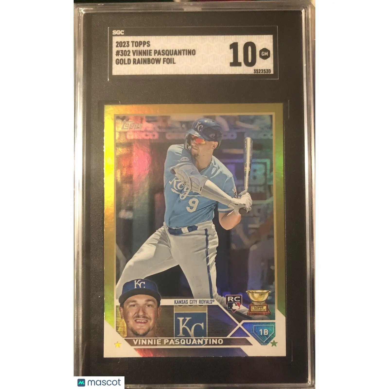 Vinnie Pasquantino SGC 2023 Topps Gold Rainbow Foil RC #302 10 Gem Mint Royals