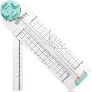 4 in 1 A4 Craft Paper Cutter Rotary Trimmer with Sliding Blade, Safe Precision Paper Trimmer with Grid Lines & Ruler, Multi-Color Cutting Tool for Scrapbook, Cards & DIY Projects(Green)