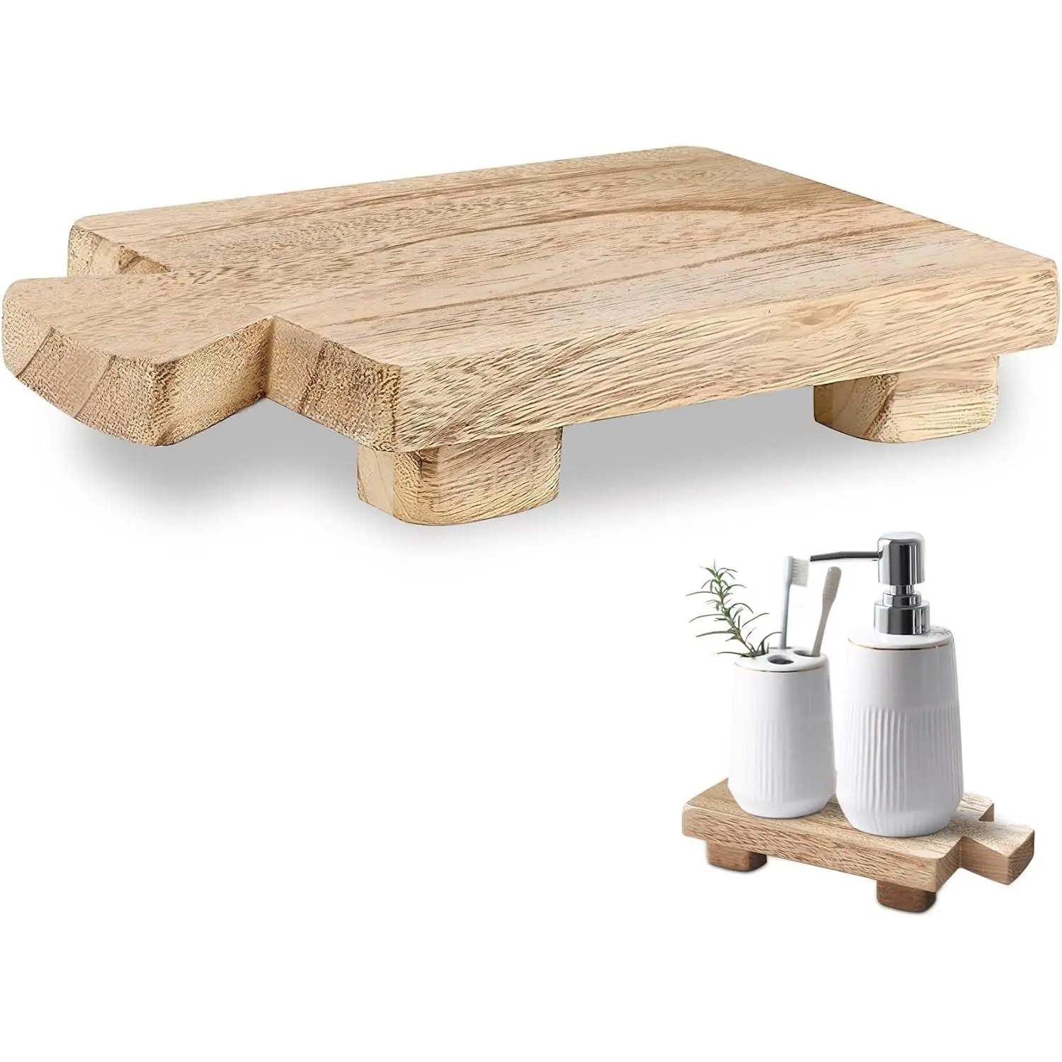 Soap Stand, Kitchen SoapTray  Holder Wooden Soap Holder for Bottles  Riser Pedestal Stand  Tray for Kitchen Bathroom Sink Decorative ( Color)