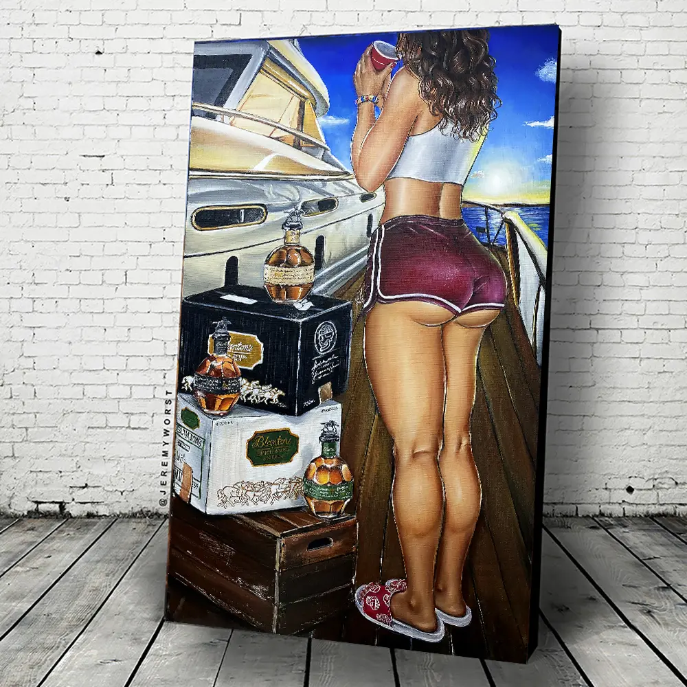 JEREMY WORST "Blantns" Girl on yacht Wall art Decor Acrylic painting Poster Photo Room Decoration Artistic Print Ornaments