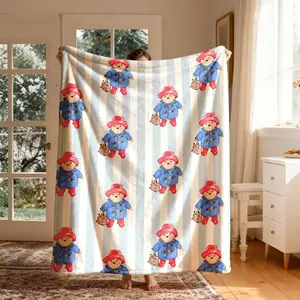 Paddington Bear, Large Size, Soft and Lightweight, Perfect for Bed, Sofa, Office, Camping, Travel, Spring Gift, Soft Warm Figure Print Blanket