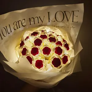 21pcs Flower Set Material Package Handmade DIY Non-Fading Simulation Rose Bouquet Handmade Bouquet Send to Girlfriend Holiday Gift, Graduation Gift, Mother'S Day, Creative DIY Handmade Gift Decor Decorative
