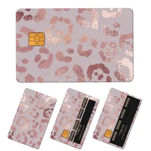 Credit Card Skin, Cute Debit Card Skin Sticker, 4Pcs Stylish Slim Anti-Wrinkling Removable Credit Card Sticker for Transportation, Key Light Pink Leopard