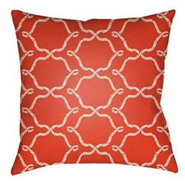 Outdoor Safe Decorative Square Pillow - Artistic Weavers LTCH1351-2222 Litchfield, Poppy Red & Ivory, 22x22 in., Outdoor Safe Decorative Pillows