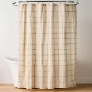 Tufted Grid Shower Curtain Tan - Hearth & Hand with Magnolia