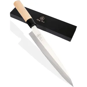 Sashimi Sushi  10 Inch -  For  Sushi & Sashimi, Fish Filleting & Slicing - Very  Stainless Steel  & Traditional Wooden Handle +  Box