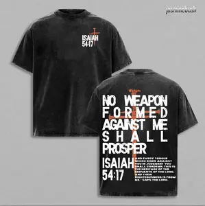 No Weapon Christian Washed T-Shirt, Jesus T-Shirt, Jesus Tee, Easter Tee, Christian Apparel Streetwear Gym Menswear Oversized Top Men or Women