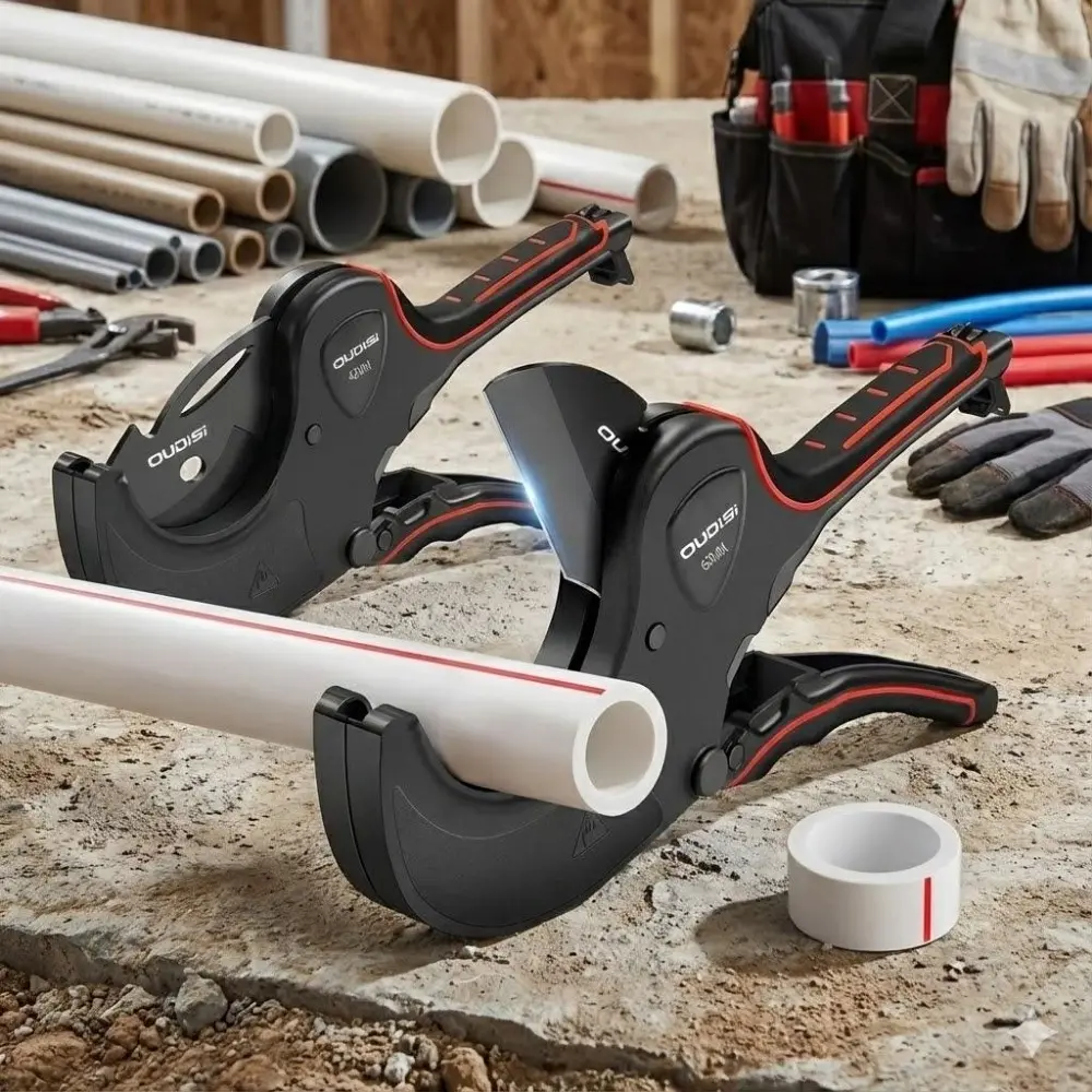 Professional PVC Pipe Cutter with SK5 Blade - Powerful Cutter, Fast Cutting Tool for PEX and PPR Tubing, Non-Slip Grip for Plumbing Repairs, Durable and Rust-Resistant, Essential for Construction and Maintenance Projects, Construction Tools