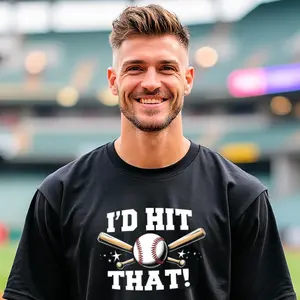 I'd Hit That! Baseball T-Shirt - Everything Baseball Sports Gift - Adult S-5X Short Sleeve Tee Shirt