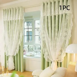Double Layer Lace Curtain Set, Light Blocking Insulation Noise Reduction, Decorative for Kids Room Bedroom Living Room Study, Thermal Insulated Curtain, Home Decoration Curtain