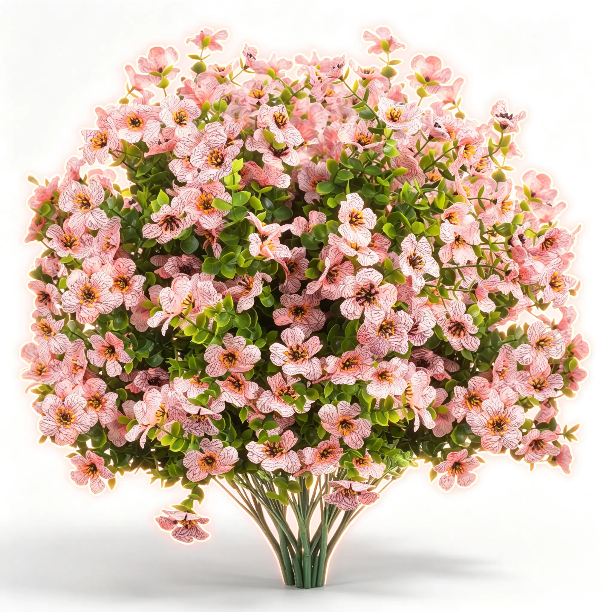 Mion Decor 10 Bundles Pink UV Resistant Artificial Flowers, No Fade Faux Plastic Silk Plants, Spring Summer Decor For Porch, Window Box, Garden, Indoor Outdoor Vase