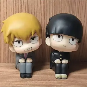9cm Mob Psycho 100 Anime Figures Gk Reigen Arataka Q Edition Kawaii Sitting Palm Series Model Desktop Ornaments Collectible Toy