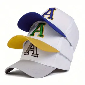 Unisex Letter A Embroidered Baseball Cap Outdoor Adjustable Sunscreen Leisure Hat Travel Tourism Beach Vacation