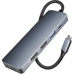 USB C Hub 5-in-1 with 4K HDMI(Certified), 100W Power Delivery, 3 USB-A,  ,  Case Compatible with MacBook Pro/Air, iPad Pro, iMac,  15 Pro/Pro Max, XPS, Thinkpad
