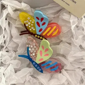 2 pcs New Butterfly Hair Clip Premium Acetate Updo Accessory |   Korean-Style Fashion Hair Clip for Women