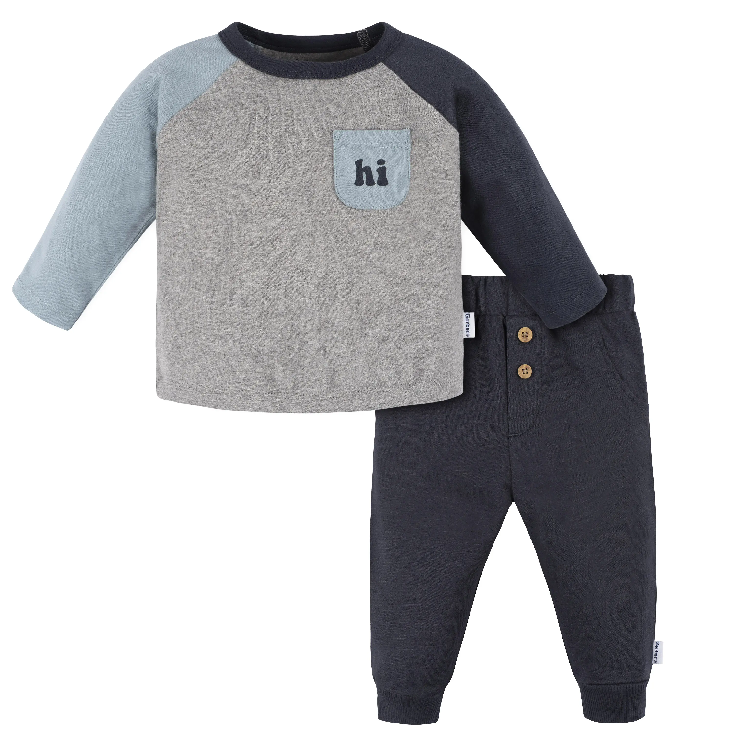 Baby Boys' s Long Sleeve Top and Jogger Set, 2 Piece