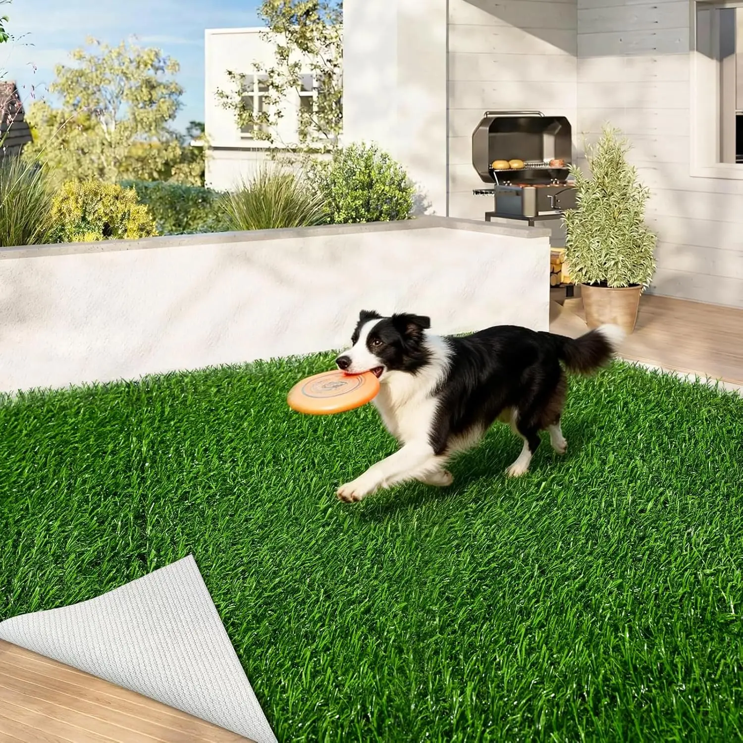 5Ft x 8Ft Artificial Grass Rug - Soft, Durable, High-Density Realistic Synthetic Turf Carpet, Pet-Friendly Decorative Roll for Patio, Lawn, Decorative Turf Roll, Realistic Grass