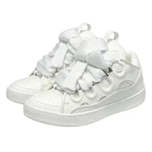 Unisex Casual Sports Shoes Splicing Color Design Thick Tongue Colorful Shoelace Fashion Sneakers for Men Women