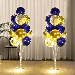 2 Set Floor Balloon Stand Kit with String Light Balloon Holder Centerpieces Floor Decoration for Baby Shower Birthday Party Bachelorette Party (Blue&Gold),summervibes