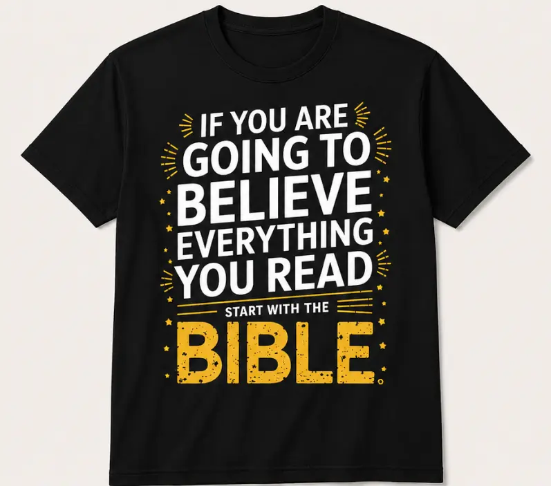 Men's 'Start with the Bible' Graphic Tee in Smooth 100% Cotton, Casual Shortsleeve Menswear for All-Day Comfort, Fabric