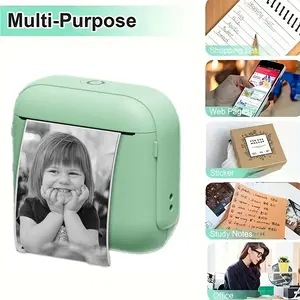 New Multifunctional Mini Portable Thermal Bluetooth-compatible Pocket Printer, Includes 3 Rolls of Thermal Paper, Sticker Paper, Color Paper, Label Paper