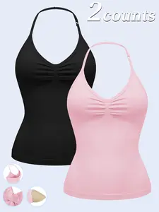 Women Longline Strappy Top Fitness Sports Yoga Gymwear Tanks Workout Vest Sportswear Activewear Outdoor Running Tops