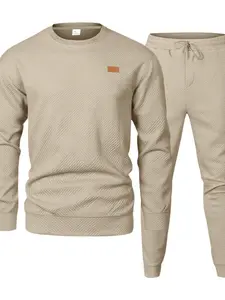 Men's Two-Piece Sportswear Set, Streetwear Tracksuit Set, Athletic Tracksuit Set, Tracksuit Sweat Suits, Casual Round Neck Embroidered Sweatshirt & Jogger Pants, High-Quality Fabric, Fall Winter Spring Wear