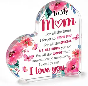 Heart-shaped acrylic block for mom – a thoughtful Christmas stocking stuffer or gift for Mother's Day, birthday, or any special occasion!