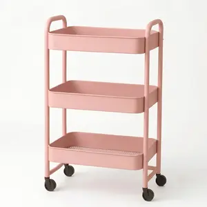 Rolling 3-Tier Storage Cart – Heavy Duty Metal Mesh Organizer with Lockable Wheels, 66lbs Max, Multi-Functional Dorm, Kitchen, Office, Bathroom, Closet, Garage Storage for Books, Tools & Home Decor