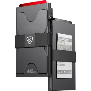 Slim Card Holder Wallet for Men, Minimalist RFID Blocking Wallet with Pop-Up Function, Ultra-Thin Design, Metal Business Card Cases holds 12+ Cards, Gifts for Men, Men's Accessories