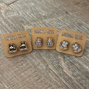 Bookworm Cat Earrings - Bookish Earrings