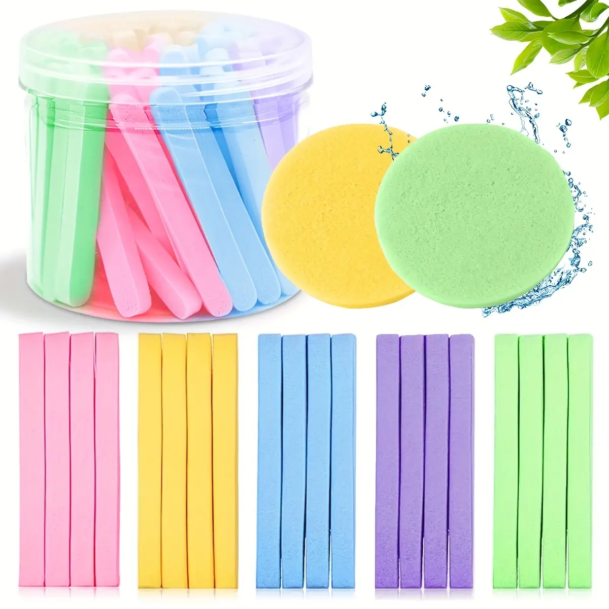 60 Canned Compressed Face Cleanser Sponge, Makeup Remover Tool, Round Exfoliating Puff, Perfect Valentine's Day Gift, Skin Care Essential
