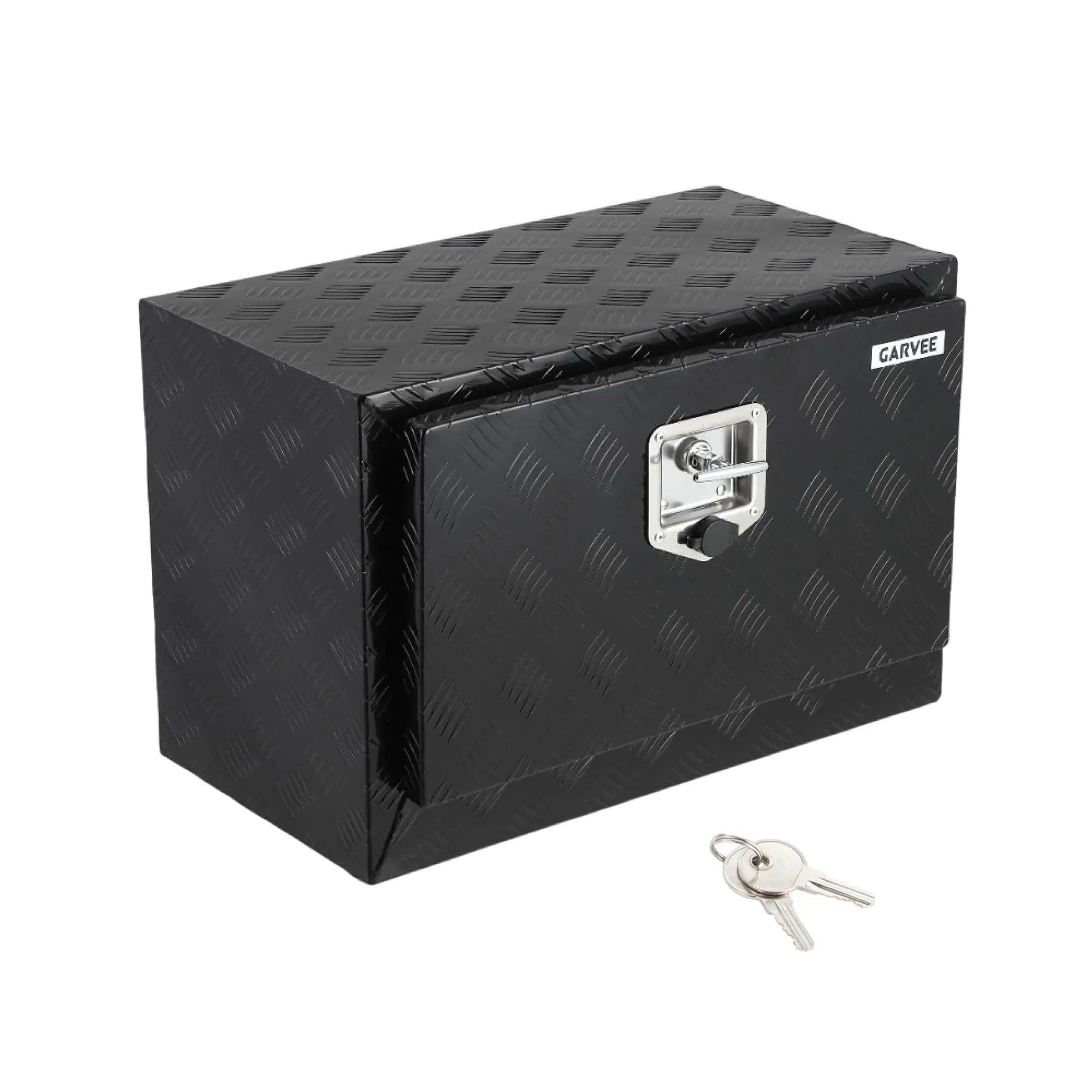 GARVEE Heavy Duty Aluminum Diamond Plate Underbody Truck Tool Box, Lockable 36"x14"x16" Black Truck Accessories with Keys, Waterproof T-Handle Latch for Pickup Trailer Van Under-Vehicle Cargo