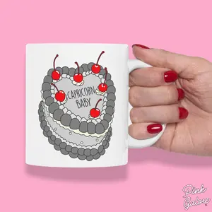PINK GALORE Capricorn Baby 11OZ Ceramic Mug for Hot and Cold Iced Drinks | Microwave Safe, Dishwasher Safe | Drinkware for Coffee, Matcha & Tea Lovers | Horoscope Szn Zodiac Mug | Birthday Gift For Her |