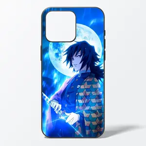 Giyu Tomioka Demon Slayer Phone Case, Water Hashira showcasing his Water Breathing under the moon Touch case, Green Geometric & Red Art, Anime Manga Otaku Gift, Aesthetic Phone Cover