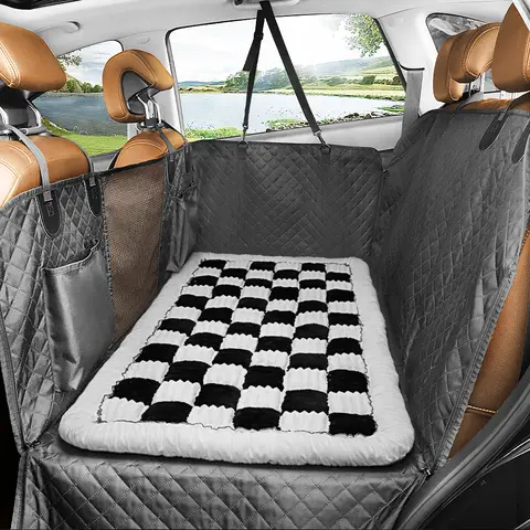 Pet Bed Mat for Car Backseat Extender Non-Slip Plaid #backtoschool Dog Bed Blanket for Car Back Seat Travel Pet Mat Custom Fit for Backseat Extenders and Seat Covers