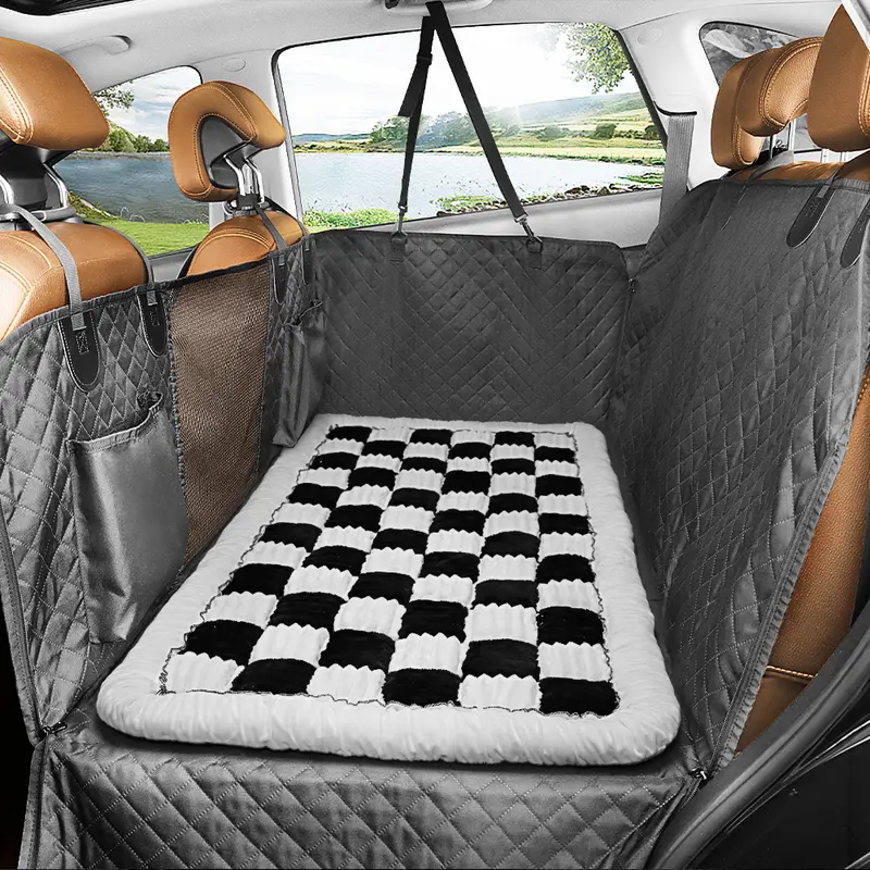 Pet Bed Mat for Car Backseat Extender Non-Slip Plaid #backtoschool Dog Bed Blanket for Car Back Seat Travel Pet Mat Custom Fit for Backseat Extenders and Seat Covers