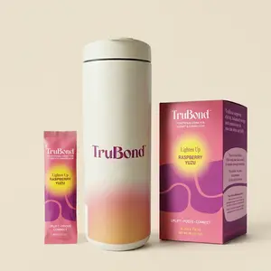 TruBond Lighten Up Adaptogen Functional Drink Mix and MiiR Flip Traveler Bundle, Ashwagandha and Reishi for Stress Resilience, Caffeine-Free Raspberry Yuzu