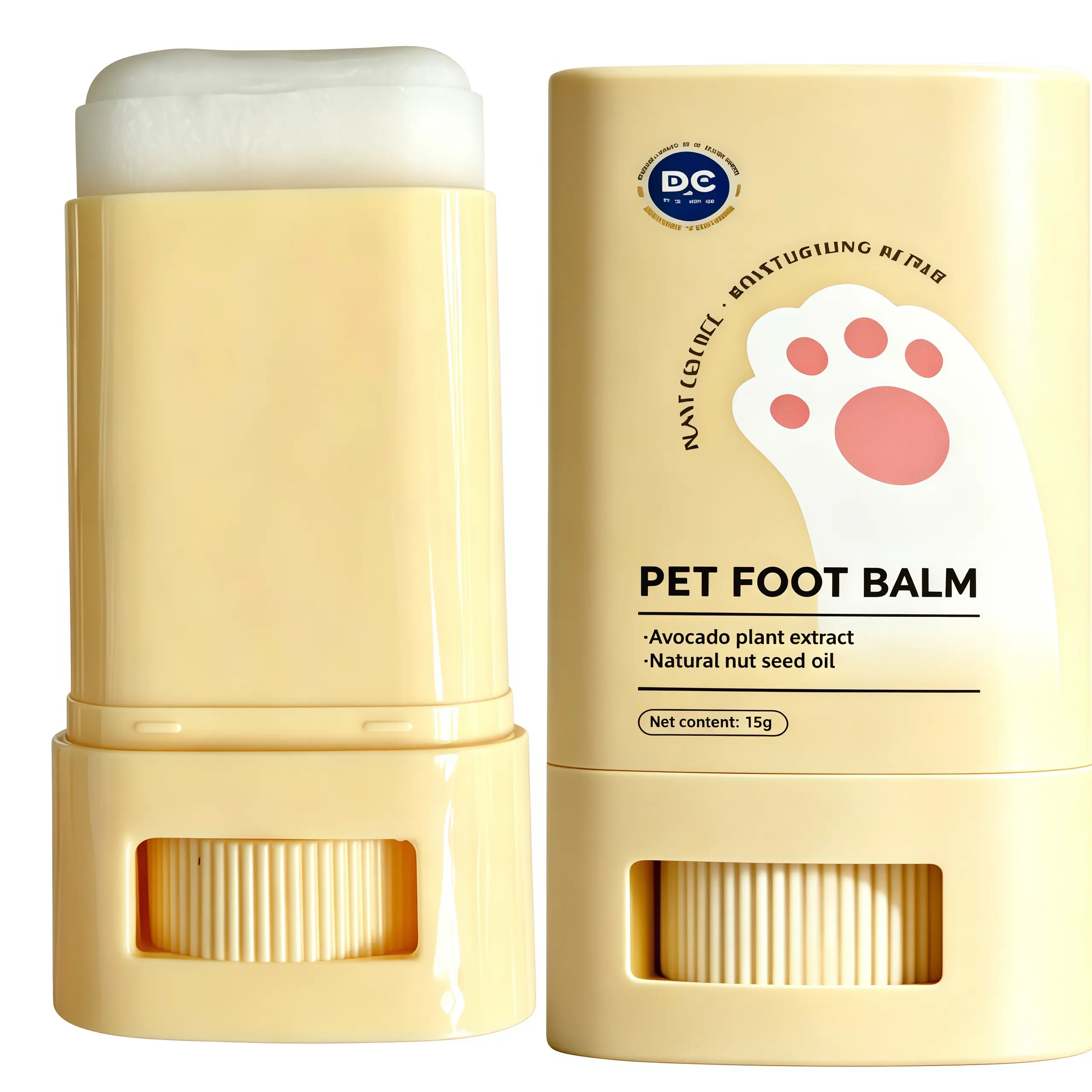 PetClear Pet Paw Balm for Dogs & Cats - Conditioning, Beeswax & Grape Seed Oil Formula with Mineral Oil, Lanolin - Easy Twist-Up, Deep Hydration for Dry, Cracked Paws, Nose & Elbows - 0.52oz/15g
