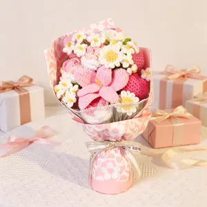Handmade Crochet Bouquet Artificial Flowers for Birthday Anniversary Graduation Valentines Day Mother's Day Gift