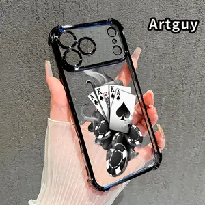 Gambling Smoke Dream Pattern Phone Case for iPhone 17 Pro Max 16 15 Plus Air 14 13 12 11 E Electroplated Cover with Airbag Shockproof Soft Silicone Casing
