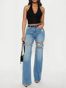 Tall Remi Ripped Stretch Baggy Jeans - Medium Wash