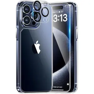 Entronix Case for iPhone 17/16/15/14/13/12/11 Air/Plus/Pro Max - Slim Clear Cover, Clear Camera Lens & Tempered Glass Screen Protector, Accessories