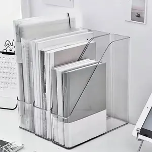 2pcs Transparent Acrylic Desktop Storage Box, Long Rectangle File Organizer, Office Desk Organizer, Office Supplies, Simple Design, No Ca Prop 65 Warning