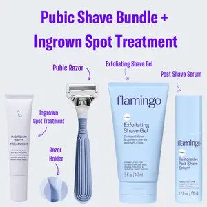 Pubic Care Shave Routine + Ingrown Spot Treatment | Shave Gel Contains Fruit Acid Exfoliants | Serum Contains Soothing Oat and Squalane Aftershave Foam