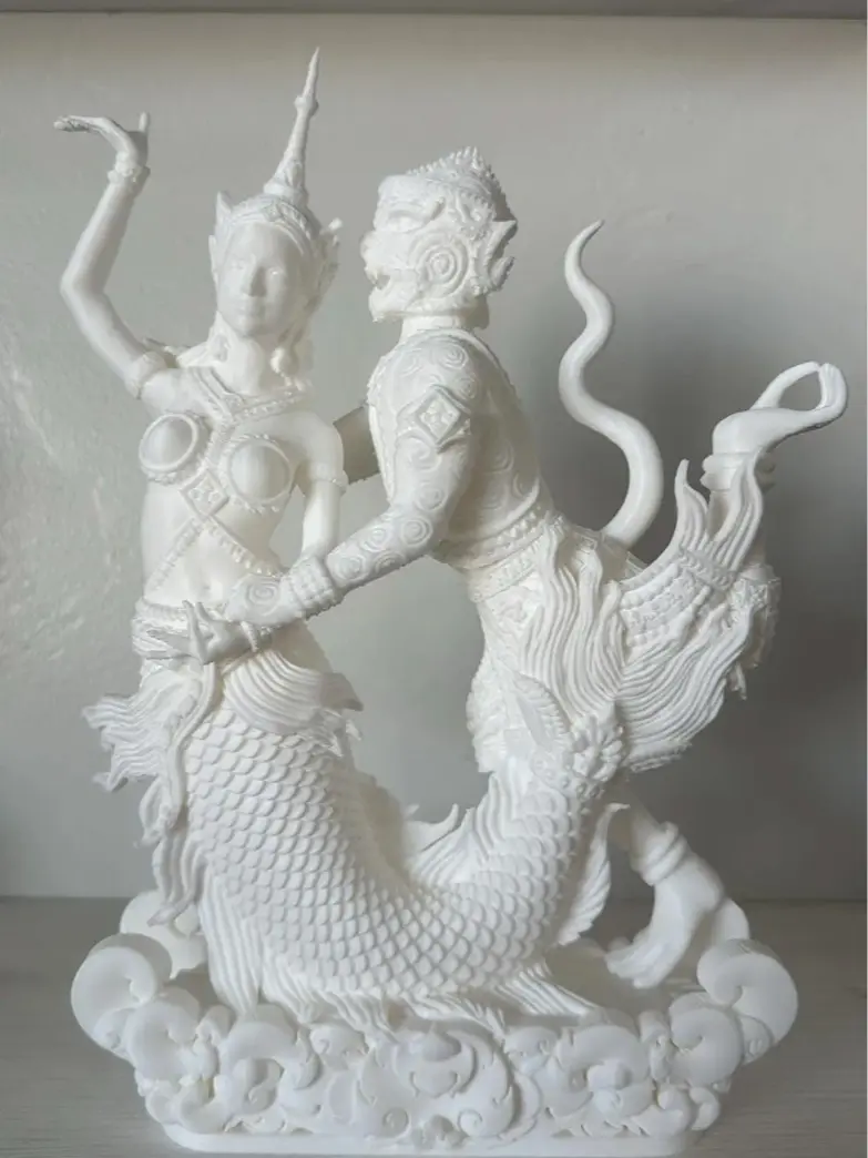 Cambodian Sovan Maccha and Hanuman Statue | Khmer Mythology Art | 3D Printed Collectible