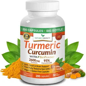 Turmeric Curcumin with Black Pepper BioPerine 2600mg – for Men and Women | Organic Turmeric Power, Turmeric Supplement For Joints, 95% Curcuminoids, Extra Strength Pills, Vegan, Non GMO, 200 Capsules