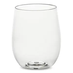 12 oz. Clear Elegant Stemless Plastic Wine Glasses