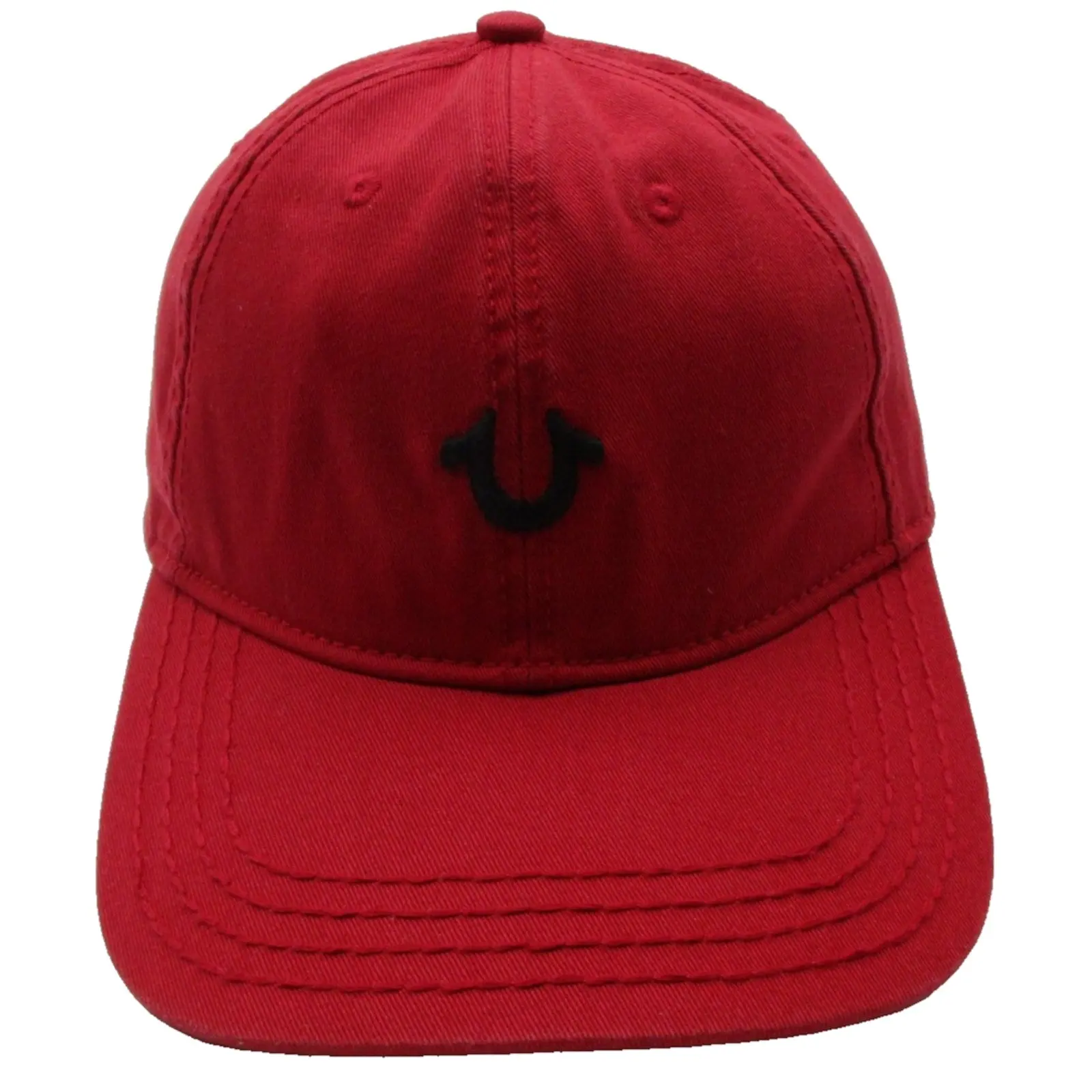 True Religion Hat Cap Strap Back Mens One Size Red Horseshoe Logo Baseball